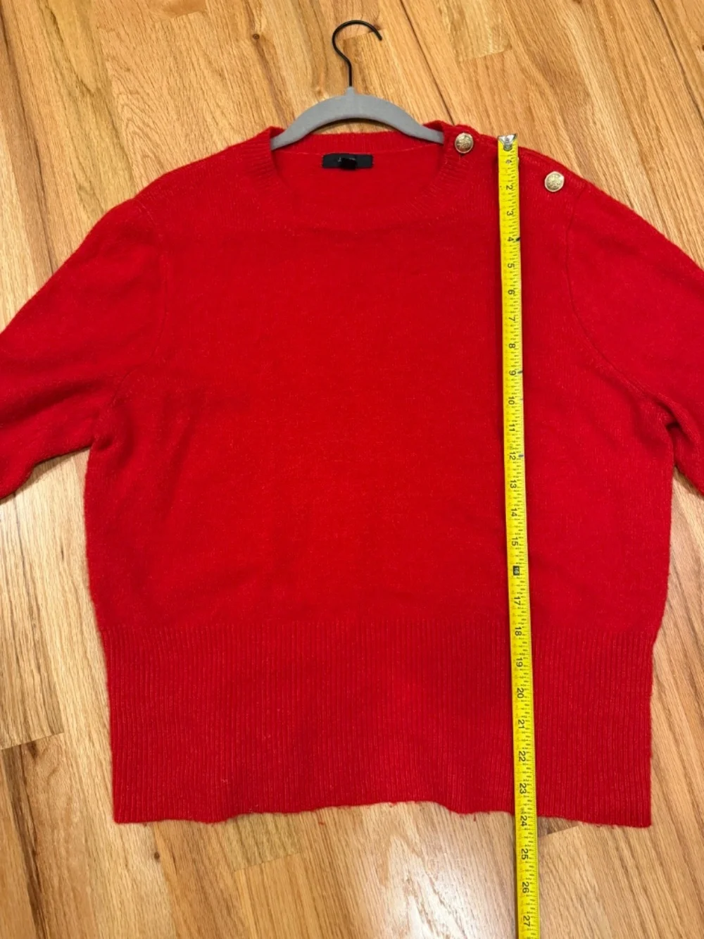 J Crew Crewneck Red sweater with shoulder buttons Size XL